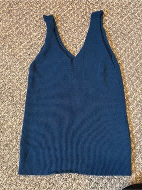Madewell Deep Teal V-Neck Knit Tank